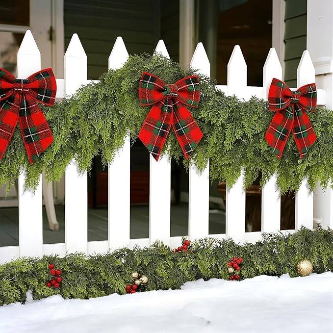 Real Touch Cedar Garland - Artificial Christmas Garlands Faux Green Cedar Fake Pine Needles Garland for Fireplace,Table, Stairs, Mantle, Window,Indoor Outdoor,Home,Holiday Decor(1 PCS,9 FT)