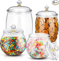 Nuogo 4 Pcs Plastic Candy and Cookie Jars with Lids Clear Cookie Container Candy Jars Large Airtight Apothecary Storage Organization for Wedding Home Kitchen Bar(30/42/64 oz)