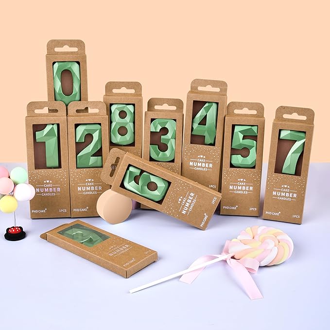 PHD CAKE 2.76 Inch Crystal Green 7 Number Cake Candle, Numeral Birthday Candles, Green Number Candles, Party Celebration