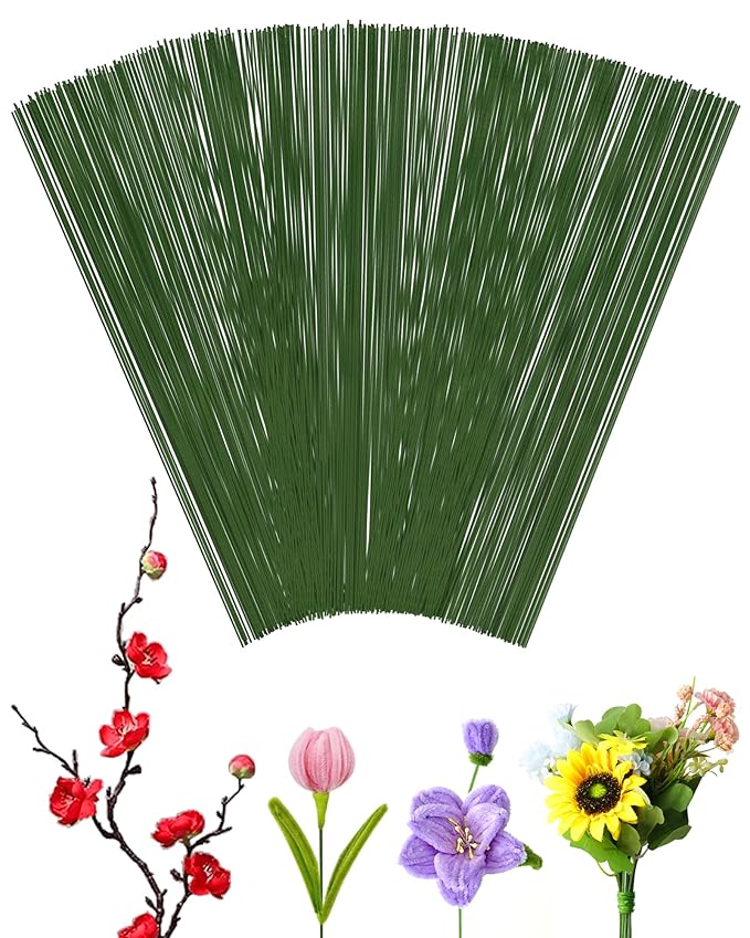 100 PCS 18 Gauge Green Floral Wire Stems for Artificial Flower Making,Flexible Paddle Wires for Crafts Christmas Wreaths Tree,Garland and Floral Arrangements,Florist Wire,Flower Wires for Crafts