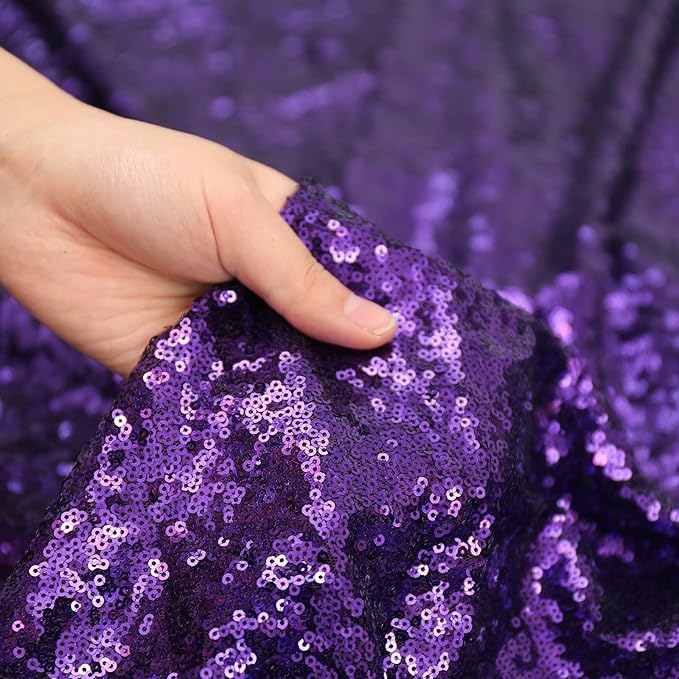 Eternal Beauty Purple Sequin Backdrop Curtains, Halloween Shimmer Back Drop 4Panels-2FTx8FT for Christmas, Party, Birthday, Photography, Wedding, Baby Shower Event Decoration