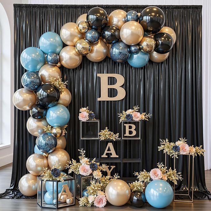 10x10 ft Wrinkle Free Black Sequin Backdrop Curtain for Parties,Thick Not Fall Glitter Wedding Drapes Backdrop,2 Panels 5x10ft Shimmer Photo Wall Back Drop Cloth for Birthday Photography Background