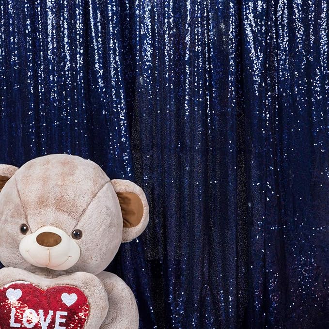 JYFLZQ Navy Blue Sequin Backdrop Curtains 4ft x 6.5ft 1 Panel Glitter Photo Booth Backdrops Sparkly Photography Background Drapes for Parties Wedding Bridal Showers