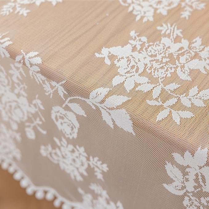 Jayla White Lace Tablecloth for Rectangular Tables, Vintage Style Wedding Table Cloths for Reception, Baby Shower, Birthday Party, Formal Dining, Dinner Parties 54 X 54 Inches