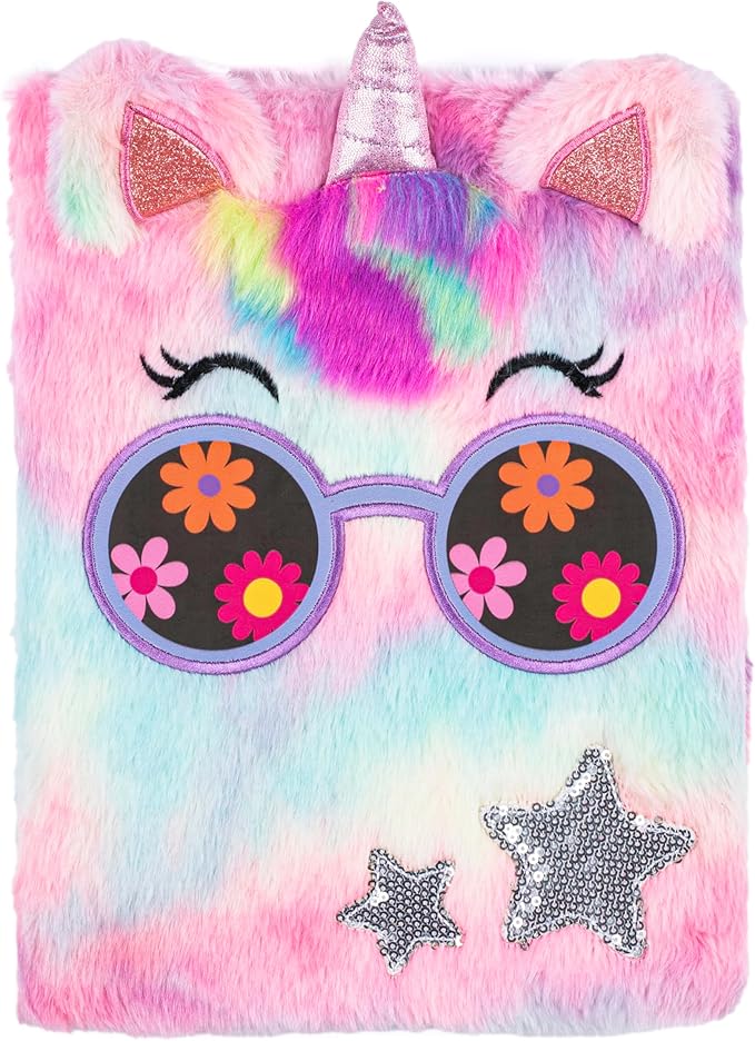 VOTUM Fuzzy Sketch Book: Personalized Artist Sketchbook: Sketching, Drawing and Creative Doodling. Notebook and Sketchbook to Draw and Journal (Unicorn)