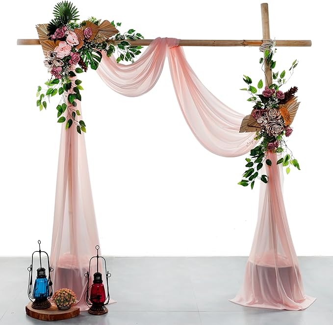 VDS Pack of 1 Panel (30 Inch X 100 Feet) Wedding Arch Draping Fabric Sheer Chiffon Fabric Drapery for Wedding Ceremony Reception Swag Backdrop Canopy Chuppah ARBO Altars Decoration (Dusty Rose)