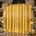 PartyVillage 30x10FT Gold Sequin Backdrop Curtain with String Lights – 6 Panels 5x10FT Sparkly Wrinkle-Free Glitter Backdrop Drapes for Birthday, Wedding, Photography, Graduation Party Décor
