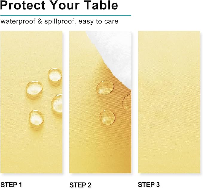 Hiasan Light Yellow Rectangle Tablecloth - Waterproof Spillproof and Wrinkle Resistant Washable Polyester Table Cloth for Dining Party, 52 x 70 inch