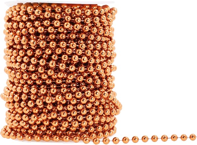 Mandala Crafts 6mm Faux Copper Pearl Beads Roll - 27 Yards Strand of Fake Pearls Chain Garlands Spool String for Christmas Tree, Wedding, Party, Vases, DIY Decoration