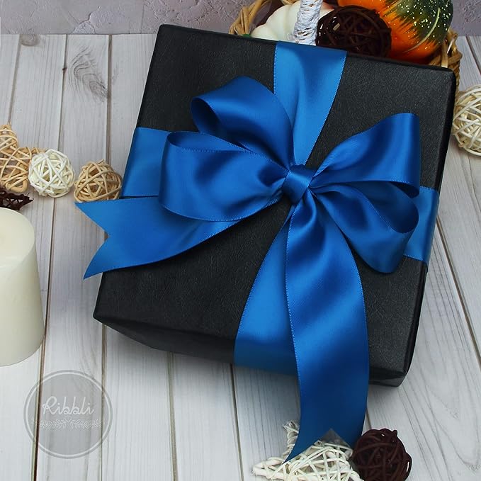 Ribbli Royal Blue Double Faced Satin Ribbon,1-1/2” x Continuous 25 Yards,Use for Bows Bouquet,Gift Wrapping,Wedding,Floral Arrangement