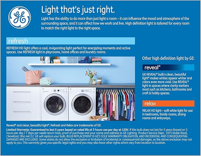 GE Refresh LED Light Bulbs, 60 Watt, Daylight, G25 Globe Bulbs, Medium Base (2 Pack)