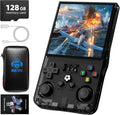 R36MAX Retro Handheld Game Console, 4.0 Inch 720x720 IPS Screen, Built-in 22,000+ Classic Game, Portable Hand Held Open Source Linux System, 4000mAh Battery Retro Gaming Console (Black 128GB)