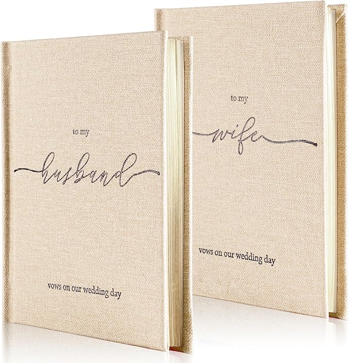 Wedding Vow Books His and Hers- Hard Cover Vow Books - Set of 2 with Silk Bookmarks & 40 Lined Pages - His & Hers Gifts Wedding Vow Book -Renewal & Wedding Must Haves (to My Husband/Wife)