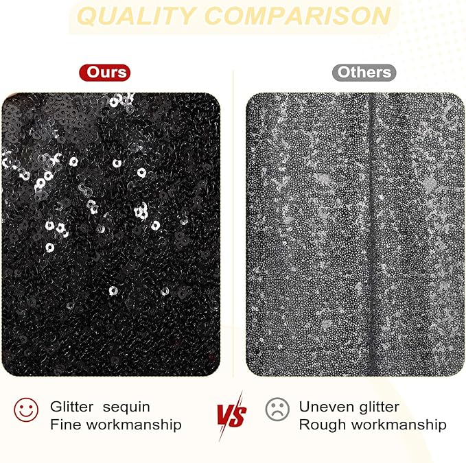 PartyDelight Black Sequin Backdrop 6Ftx7Ft Photography Curtain Special Events Party