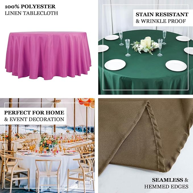 Efavormart Round Tablecloth, 132 Inch Stain & Wrinkle Resistant Washable Table Cloth, Decorative Polyester Fabric Table Cover for Banquet, Wedding, Dining- Turquoise