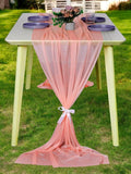 MDS 25 Pack 10ft Chiffon Table Runner 29 x 120 Inches Sheer Wedding Runner Romantic Rustic Table Runner for Wedding Decorations, Birthday Parties, Bridal Shower Party Arch Decor - Peach