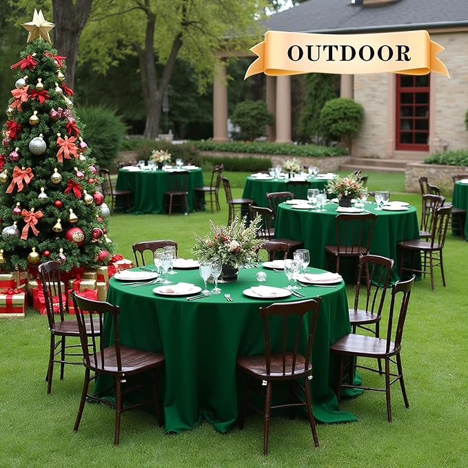 sancua 6 Pack Round Tablecloth 90 Inch Hunter Green, Stain and Wrinkle Resistant Table Cloth - Washable Polyester Decorative Fabric Table Cover for Dining Tables, Christmas Parties and Camping