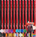 Black Red Metallic Tinsel Foil Fringe Curtains, 4 Pack 3.3x8.3 Feet Streamer Curtains for Birthday Party Decorations, Halloween Decor, Foil Curtain Backdrop for Bachelorette Party