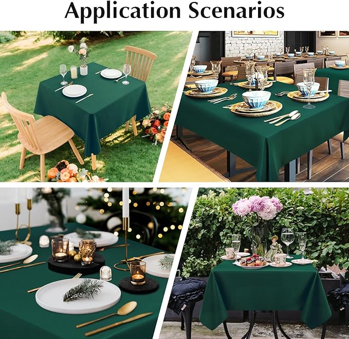 2 Pack Small Square Green Tablecloth 36X36 Inch, Polyester, Washable, Scratch Resistant, Stain Resistant