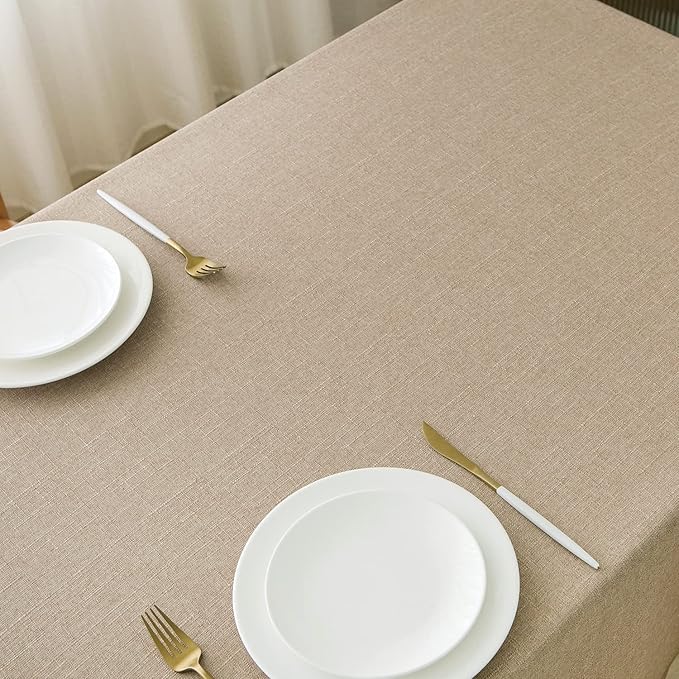 NLMUVW Linen Tablecloth for Square Tables - Burlap Textured Table Cloth Water Resistant Farmhouse Decorative Table Cover for Dining Kitchen Card, 48 x 48 Inch