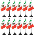 12 Pack Mexico Desk Flag Set, Mexican Table Office Flag, Small Miniature Desktop Flag With Black Pole and Black Base, Classroom, Offices Meeting Desk Decoration (Mexico)