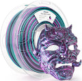 AMOLEN Silk PLA 3D Printer Filament, Shiny Multicolor Rainbow PLA Filament 1.75mm, Fast Color Change PLA 3D Printing Filament for Most FDM 3D Printer, Black Turquoise Magenta, 1kg (2.2lbs)