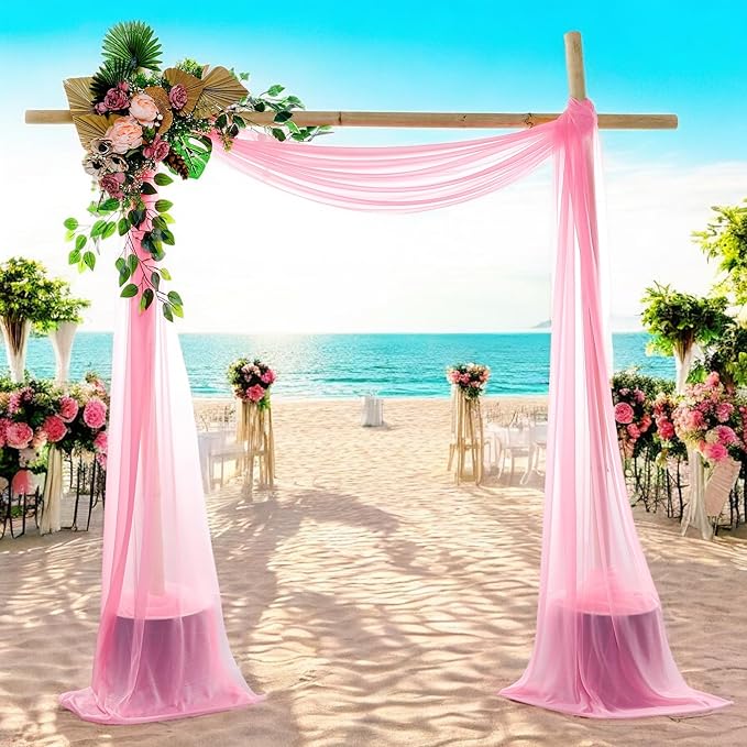 MDS Halloween Chiffon Draping Fabric - 1 Panel, 30" Wide x 30ft Long - Sheer Spooky Arbor & Canopy Drapery for Haunted House Backdrops, Party Ceilings, DIY Costumes & Themed Events - Coral
