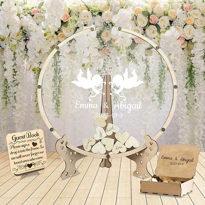 Personalized Wedding Guest Book Alternative Custom Name & Date Guestbook Sign Customized Guest Book Drop Box Decor for Wedding Anniversary Party Birthday(Style 6)