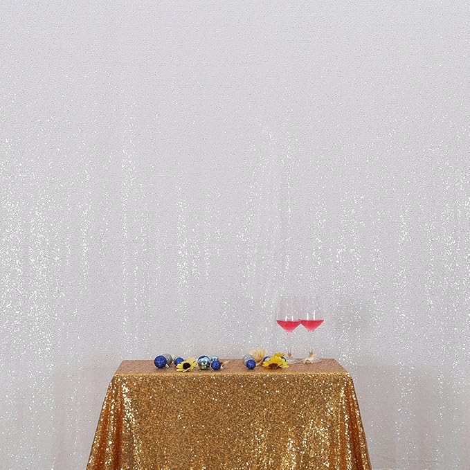 Poise3EHome 4FT x 7FT White Sequin Photography Backdrop Curtain for Party Decoration, White