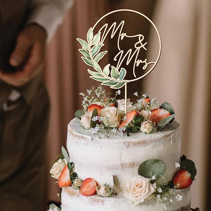 Wooden Mr and Mrs Wedding Cake Toppers, Rustic Wedding Cake Toppers Bride and Groom, Anniversary Cake Topper, Simple Cake Decoration