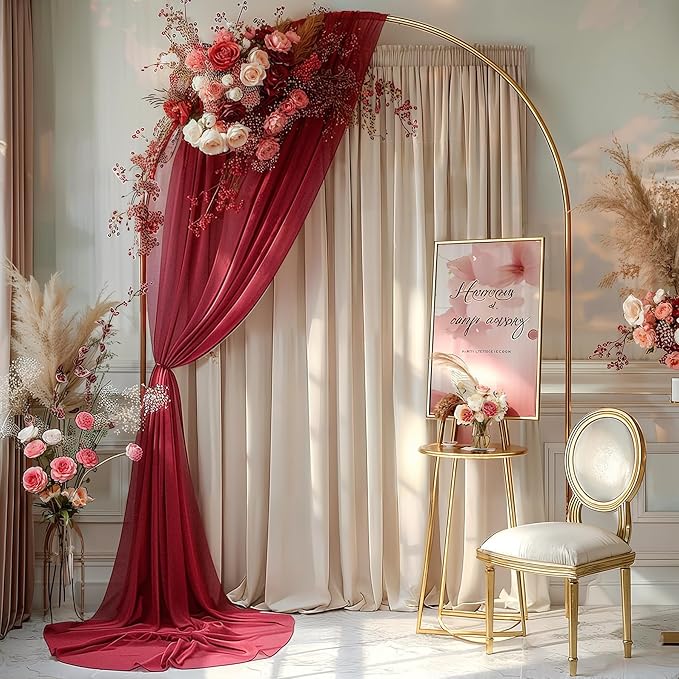 Burgundy Wedding Arch Draping Fabric 1 Panel 30'' x 20FT Burgundy Drapes Sheer Fabric Backdrop Curtains for Wedding Ceremony Birthday Party Bridal Shower Decoration