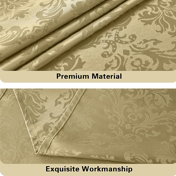 SASTYBALE Jacquard Tablecloth Square 52 x 52 Inch, Spill Proof Wrinkle Free Damask Table Cloth, Polyester Fabric Table Cover for Dining, Party, Indoor, Outdoor, Gold