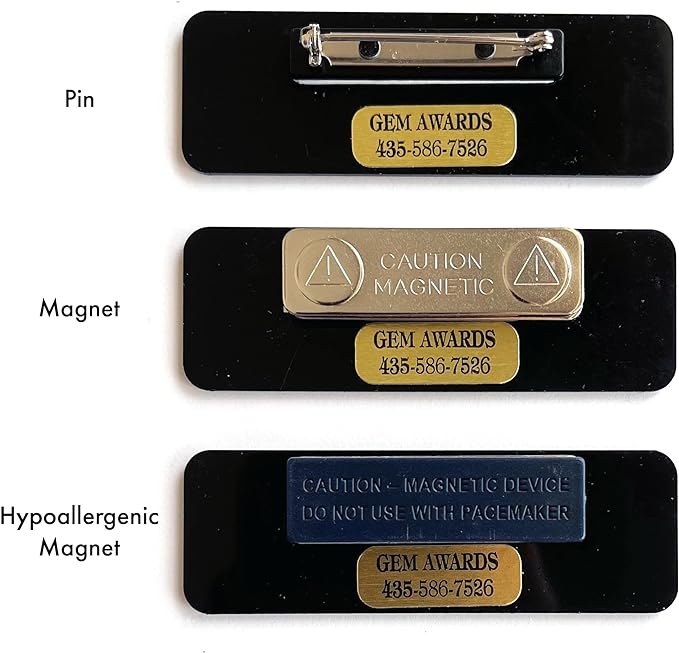 Custom Name Tags - Full Color Logo Name Tags - Scratch Resistant Metal Front & Hard Plastic Back (2 x 3 Inch, Gold)