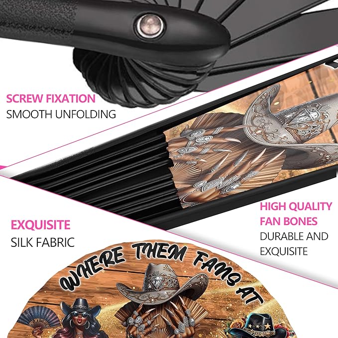 Boots On The Ground Hand Fan,Where Them Fans At Folding Fans,Clapping Clacking Fans For Line Dancing Unique Oriainal Pattern for Party Props Perfect Gifts for Line Dance Lover (Style 3)