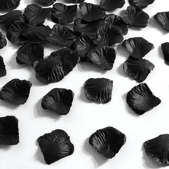 1000 Pcs Black Rose Petals Artificial Silk Flower Petals Romantic Decorations for Wedding Engagement Birthday Event Anniversary Party Backdrop Supplies