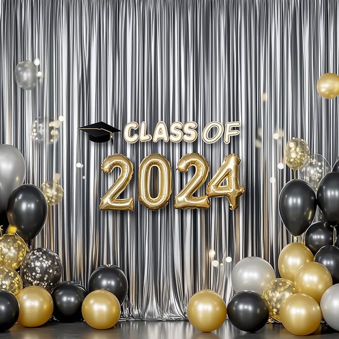 Outpain Thick 20 ft x 10 ft Black Silver Sequin Backdrop Curtain for Parties, Wrinkle Free Glitter Photo Backdrop Drapes 4 Panels 5x10ft Black Silver Back Drop Cloth for Wedding Photography Background
