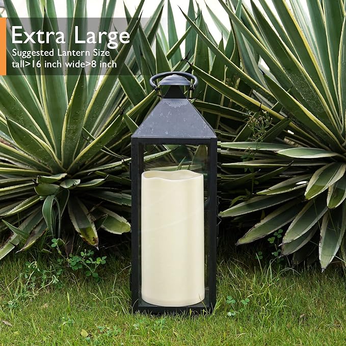 Homemory 6" x 12" Extra Large Outdoor Waterproof Candle with Auto 6-Hour Timer, Ivory Plastic Made, Long Last for Half A Year, Set of 2