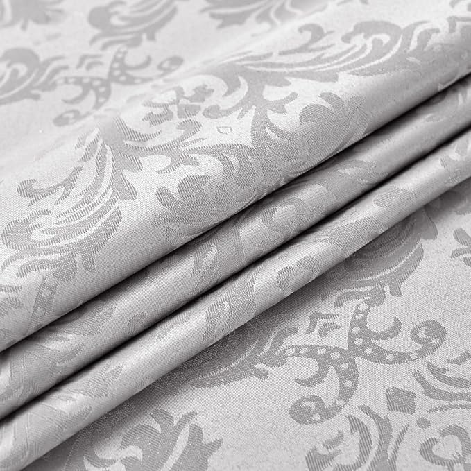 SASTYBALE Rectangle Tablecloth - 60 x 84 Inch Gray Damask Table Cloth Jacquard Design Spill Proof Wrinkle Resistant Water Resistant Soft Polyester Oblong Table Cover for Kitchen Parties Tabletop