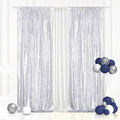 Eternal Beauty Silver Sequin Backdrop Curtains, Shimmer Back Drop 2Panels-2FTx8FT for Christmas, Party, Birthday, Photography, Wedding, Baby Shower Event Decoration