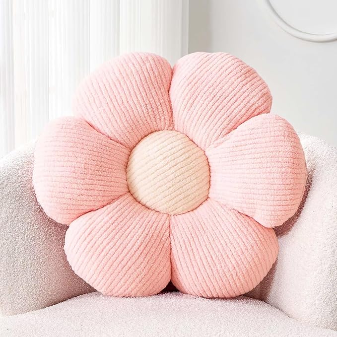 Flower Throw Pillow, Soft Light Pink 17.7" Shaped Floor Pillow for Home Decor, Cute Aesthetic Plush Decorative Pillows for Bed, Sofa, Couch