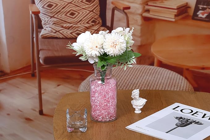 LAIDANLA 500PCS Pink Acrylic Gems Fake Ice Cubes Pink Vase Fillers Plastic Diamonds Fake Crushed Rocks for Centerpiece DIY Party Table Scatter Prop Wedding Decoration Accessories