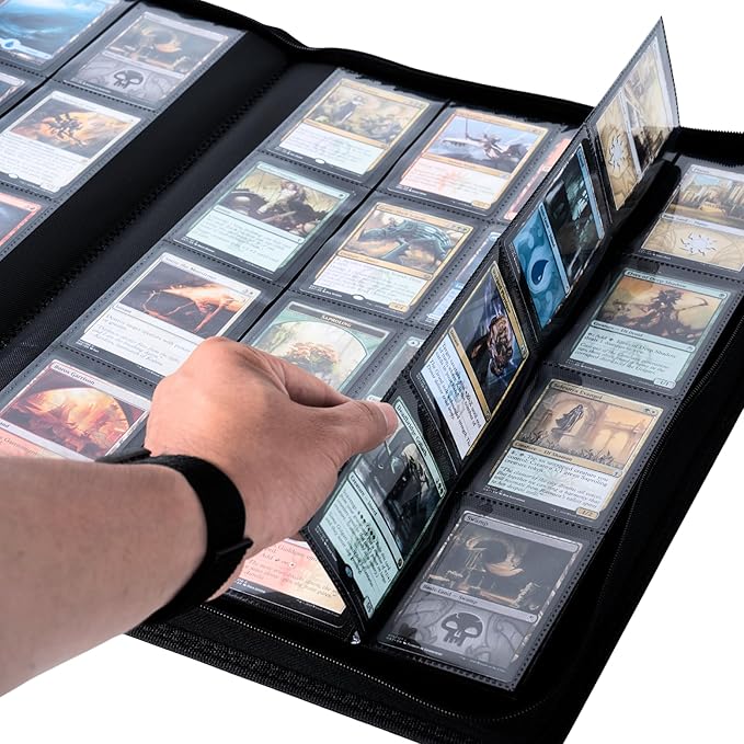1408+ Pockets Trading Card Binder, 16-Pocket Card Ablum Compatible with MTG,Sports Cards & Other Standard Size Trading Card (Navy Blue)