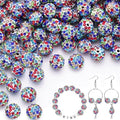 150pcs 10mm Rhinestone Beads for Jewelry Making, White Mixed Shiny Round Shamballa Disco Beads Bulk, Sparkle Crystal Clay Christmas for Bracelet Baseball Necklace Earring Crafting and DIY