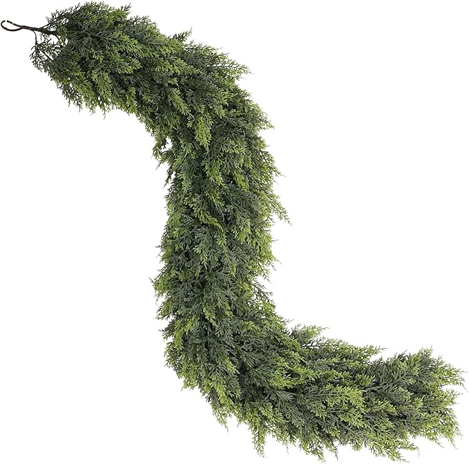 Real Touch Cedar Garland - Artificial Christmas Garlands Faux Green Cedar Fake Pine Needles Garland for Fireplace,Table, Stairs, Mantle, Window,Indoor Outdoor,Home,Holiday Decor(2 PCS,5 FT)