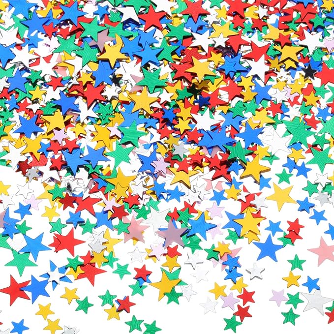 Hestya 60g Star Confetti Glitter Table Confetti Metallic Foil Stars for Party Wedding Festival Decorations(Multicolor,10mm and 6mm)