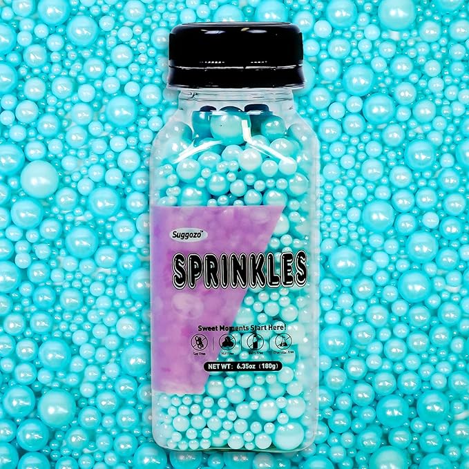 Edible Blue Pearl Sprinkles, Edible Sugar Sprinkles, Blue Pearls for Cake Decorating, Cupcake Toppers, Cake Decorations, Wedding Party Supplies, 180g/6.35oz