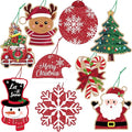 Christmas Gift Tags, 63Pcs Christmas Hanging Labels with String, Christmas Name Tags for Gifts, Glitter Foil Printed Xmas Gift Tags, Santa Snowman Gift Labels for DIY Xmas Holiday Present Wrapping