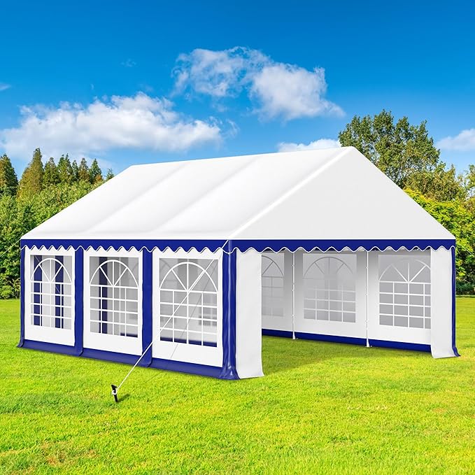 HERA'S PALACE 16'x 20' Outdoor Tents for Parties Large Canopy Tent with 8 Removable Sidewalls Heavy Duty Party Tent for Graduation Wedding and Birthday (Blue)