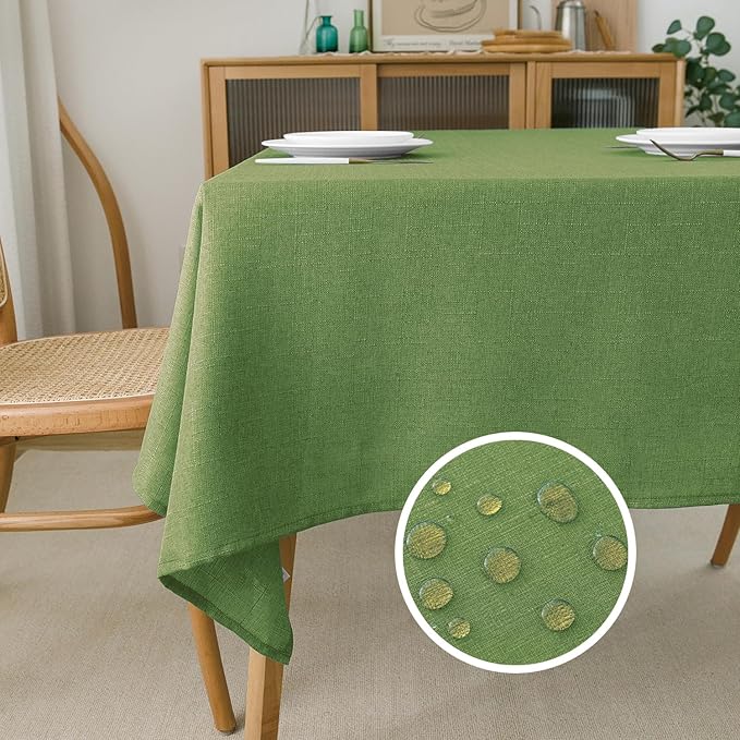 NLMUVW Olive Green Linen Tablecloth Rectangle 108 Inch, Textured Natural Table Cloth Farmhouse Table Cover for Kitchen Dining Coffee Spring, 54 x 108 Inch