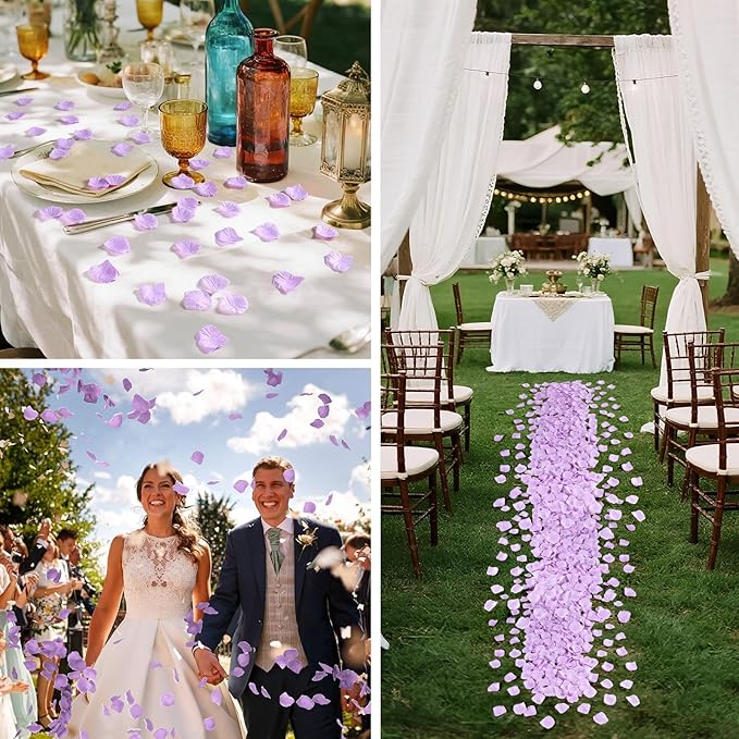 1000 Pcs Light Purple Rose Petals Artificial Silk Flower Petals Romantic Decorations for Wedding Engagement Birthday Event Anniversary Party Backdrop Supplies